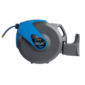 Luchtslanghaspel 30m in blauwe gesloten kast PRO X-series van HSK-shop.